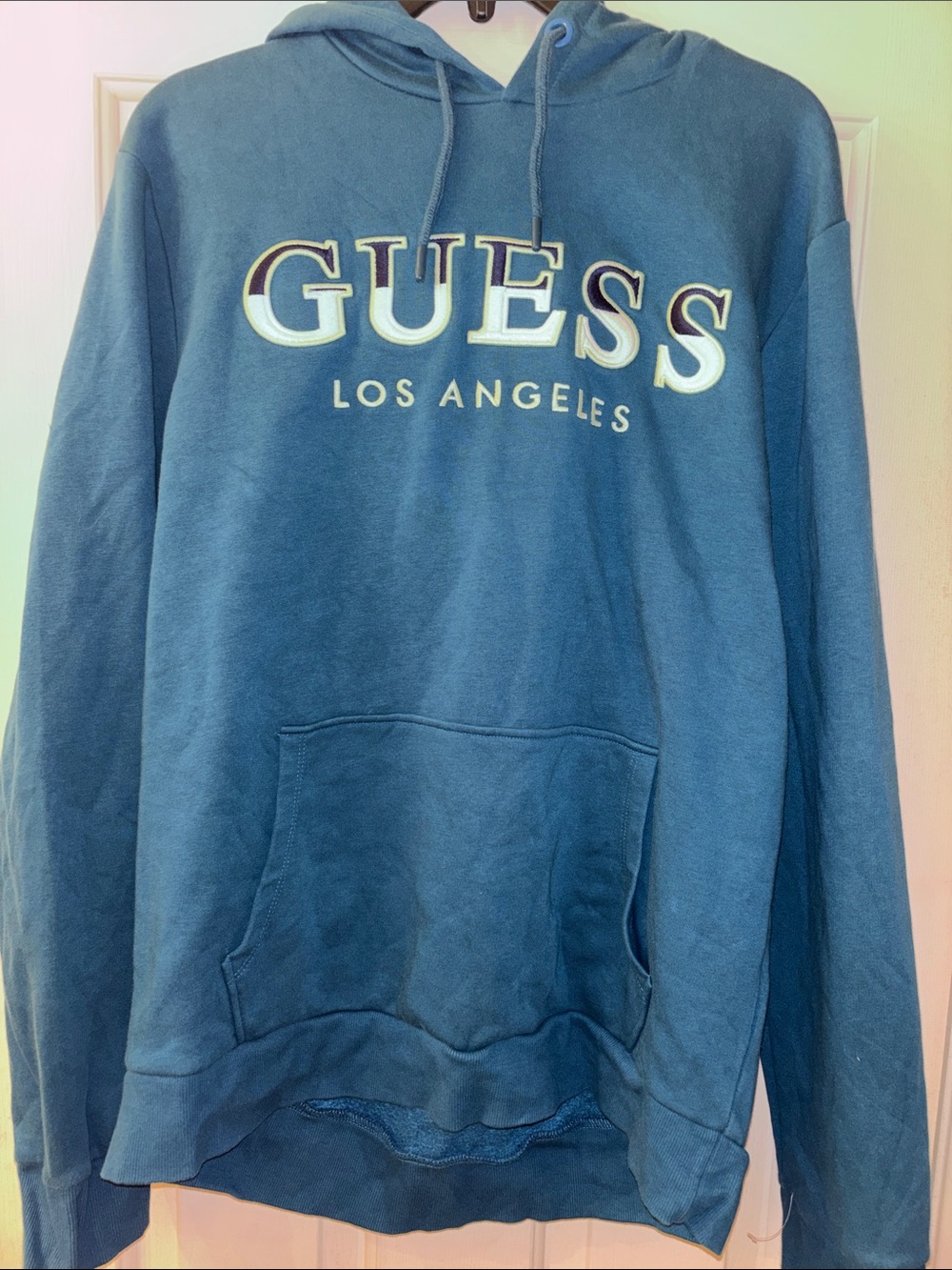 GUESS Los Angeles Blue Logo Hoodie L EUC